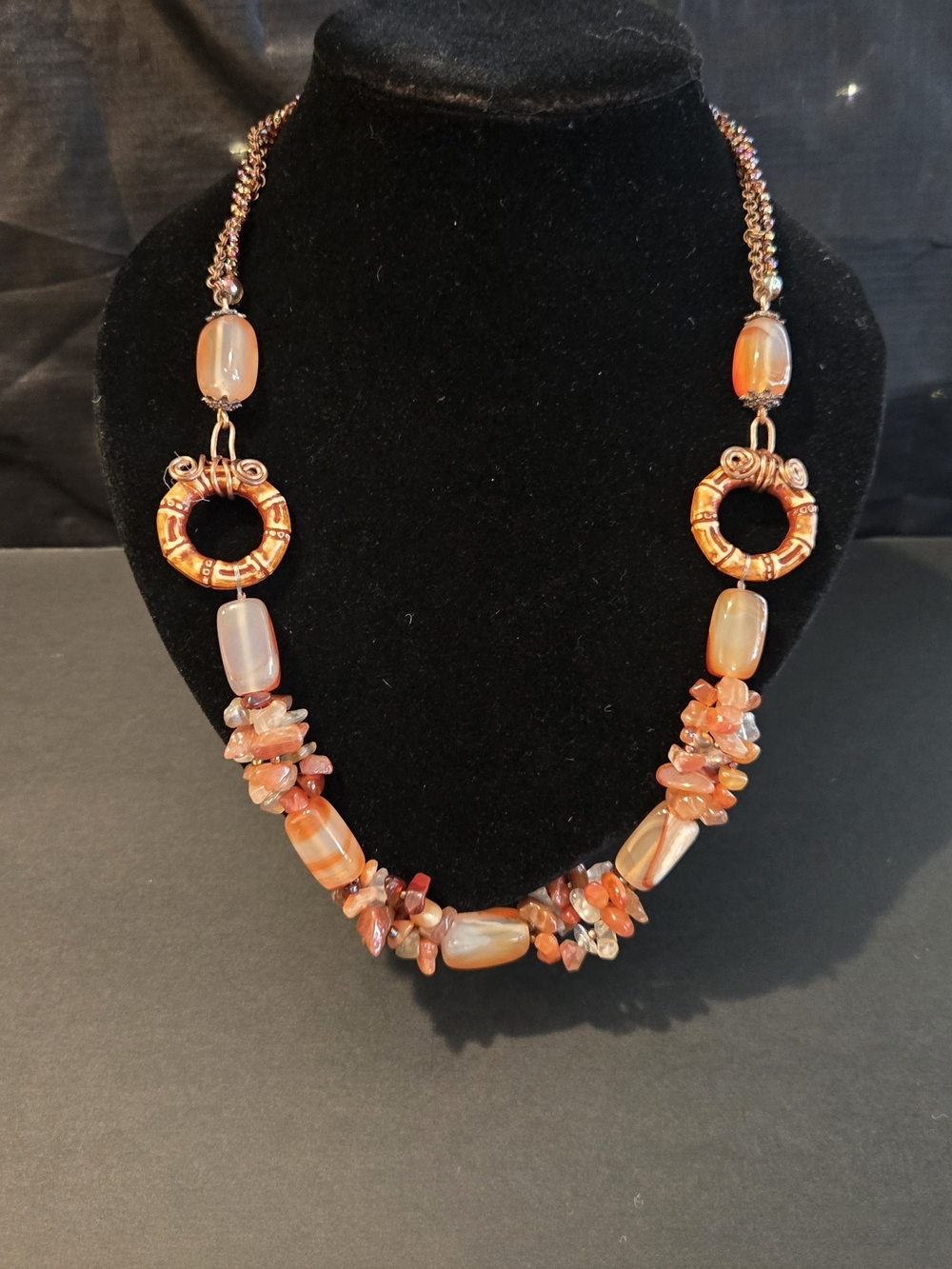✨ Handmade Statement Necklace Agate & Stone Chip Beads